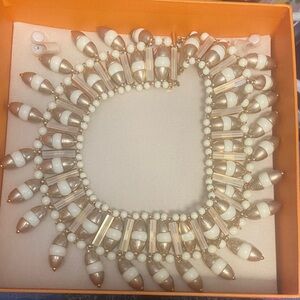 Vintage Tory Burch Gold and Cream Statement Necklace